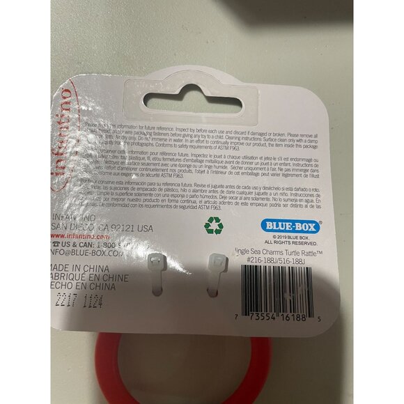 Infantino Turtle Jingle Sea Charms Baby Teether & Rattle With Polka Dot Straps - Picture 6 of 6